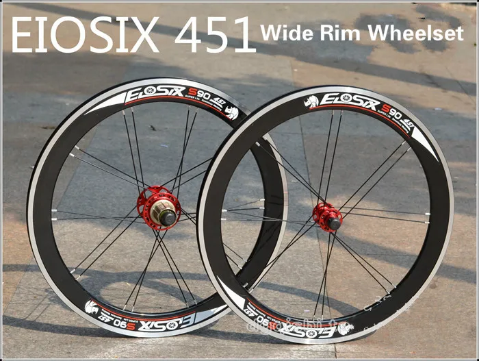 EIOSIX комплект колес для BMX 451 22 дюйма, складные колеса для велосипеда S90, широкие диски 120, кольцо 8-11 скоростей, BMX запчасти - Цвет: Красный