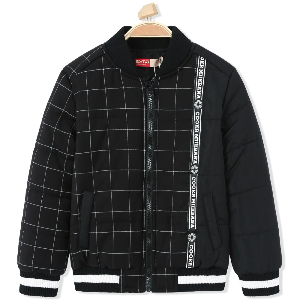 Patchwork Warm Winter Outerwear for Boy Thermal Casual Jacket Plaid