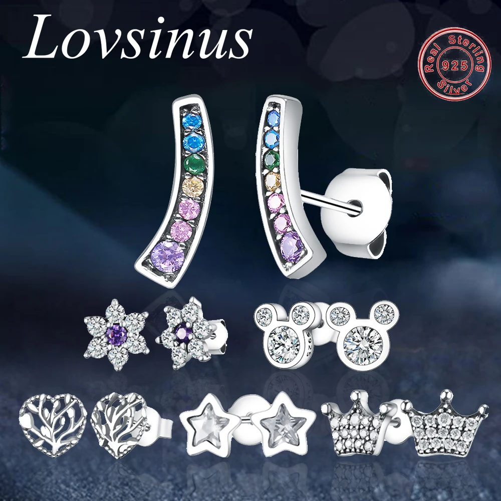 

Solid 925 Sterling Silver Mickey Head Stud Earrings Animal Cute Cartoon Studs For Women Kid Girl Jewelry Gift Xmas Pave White CZ