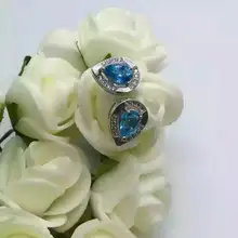 Природный камень топаз Серьги Серебро 925 натуральный синий драгоценный камень серьги женские Романтический Капли Воды тонкой Серьги к юбилею