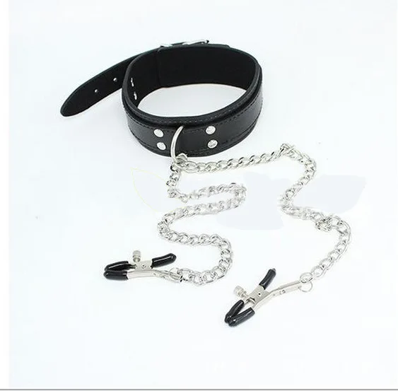 FFFSEX-Hot-Sexy-Exotic-Apparel-PU-Leather-Collar-with-Nipple-Clamps-Slave-Collar-Sex-Bondage-Sexy