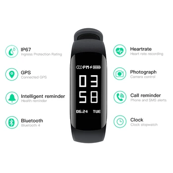 

Fashion 0.96 inch Screen Bluetooth 4.0 Smart Band Step Counter Activity Wristband Heart Rate IP67 Waterproof Sleep Monitor Sport