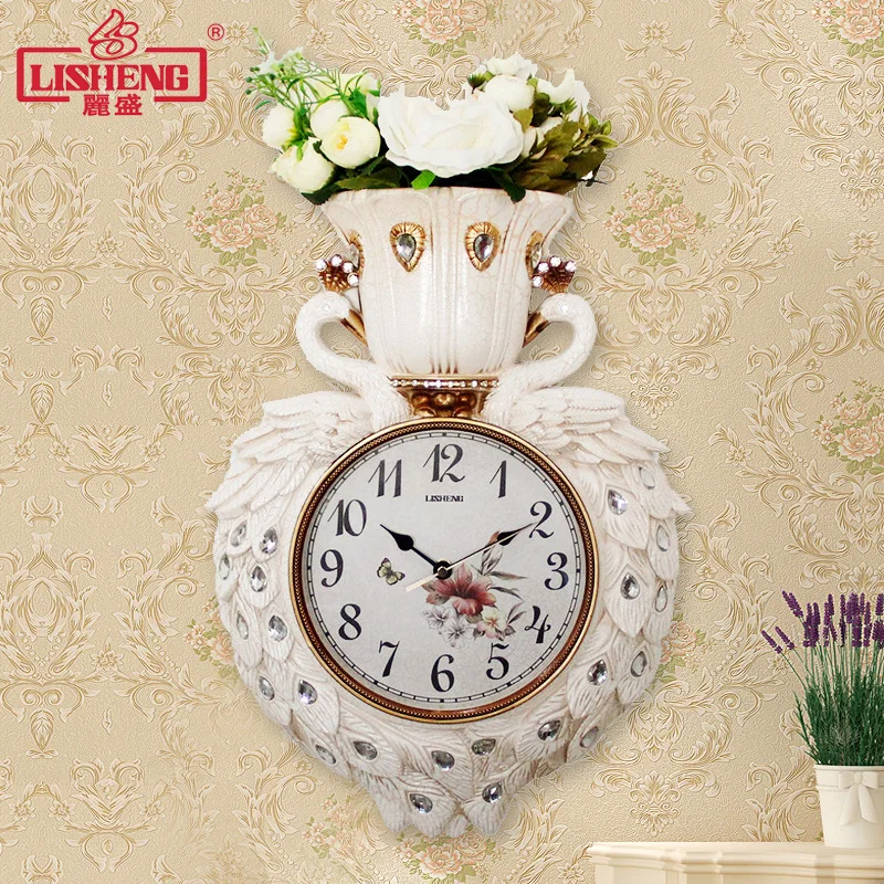 Павлин, цветок настенные часы в европейском стиле гостиная немой творческой личности часы на цепочке художественное украшение дома настенные часы