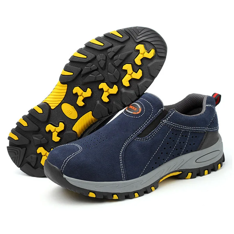 

Work Shoes Men 2019 Steel Toe Safety Fashion Breathable Slip on Casual Boots Mens Labor Insurance Puncture Proof Shoe