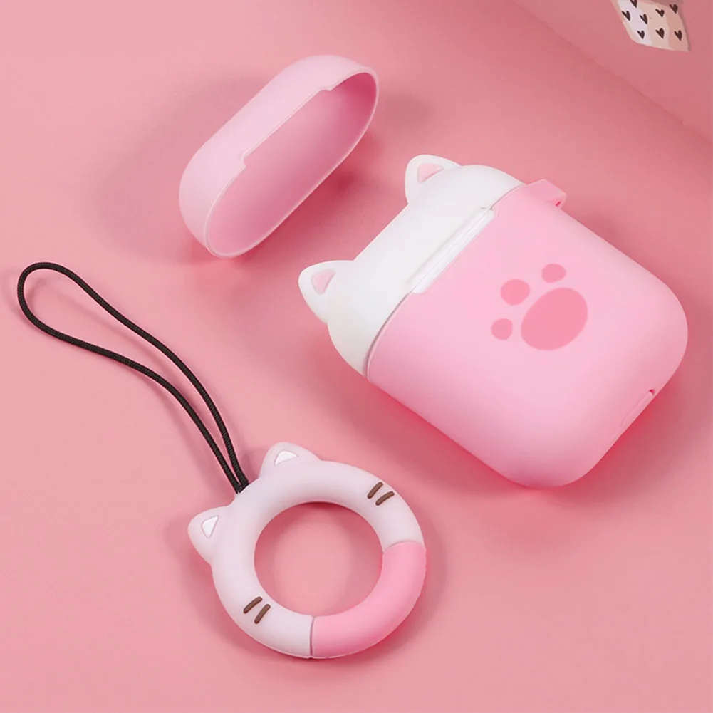 

With Ring Skin Mini Protective Cover Gift Box Soft Silicone Earphone Case Cute Cartoon Portable Bluetooth Wireless For AirPods