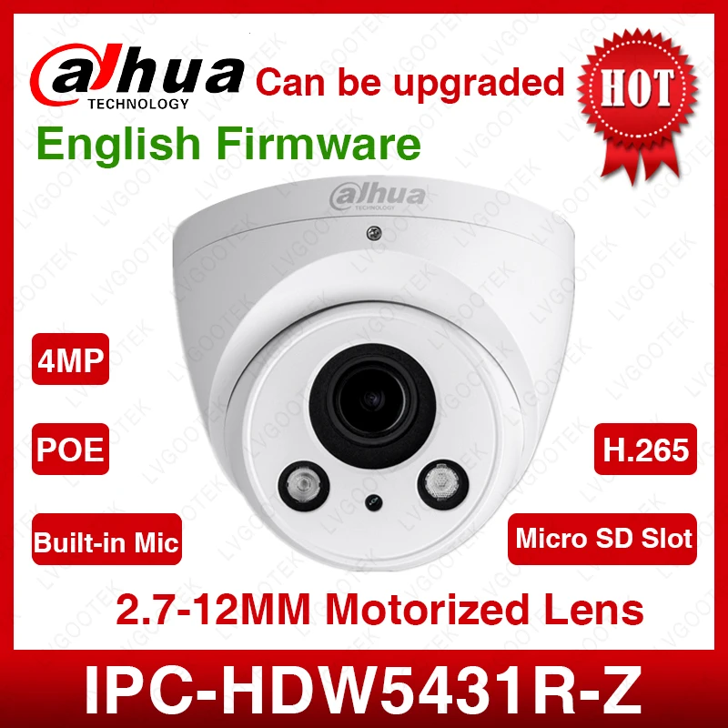 

Dahua Original IPC-HDW5431R-Z 4MP H.265 Motorized Lens WDR IR Eyeball StarLight Network Dome Camera SD