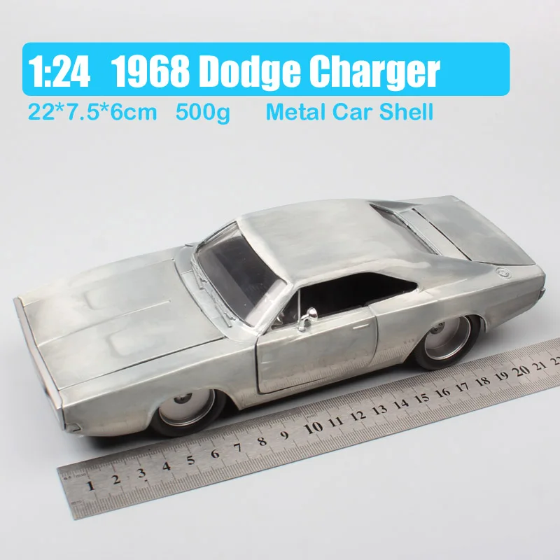 1/24 Jada 1968 Dodge зарядное устройство гоночный литой автомобиль металлические модели миниатюрный маленький автомобиль Хобби игрушки для детей коллектор серебро - Цвет: 1968 Dodge Charger