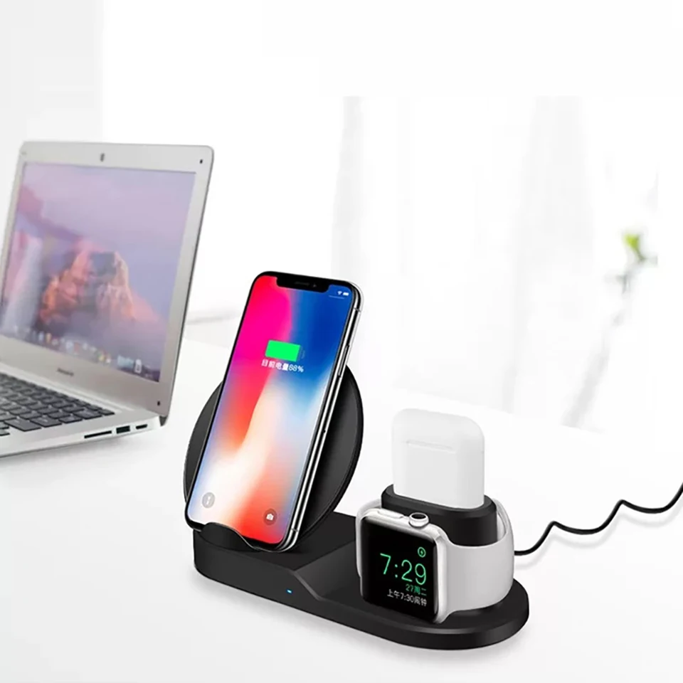 10W 3 in 1 Qi Wireless Charger Fast Multi Phone Charger Quick Mobile Charger For iPhone XR XS for Apple Watch 2 3 4 For AirPods (8)