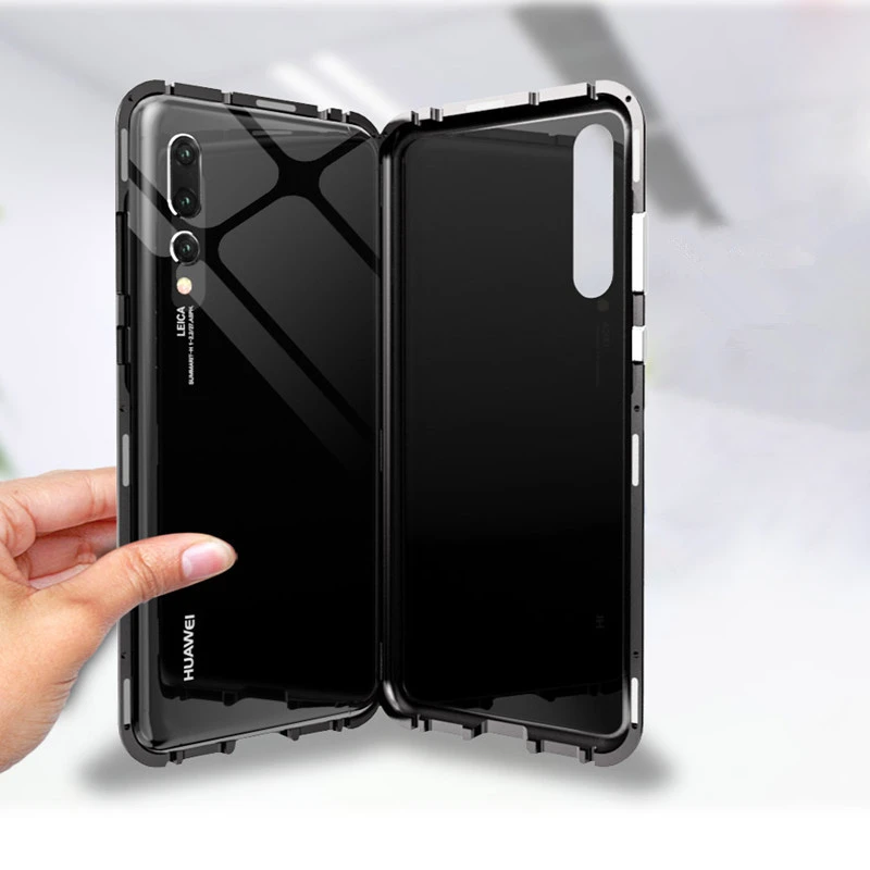Magnetic-Adsorption-Case-for-Huawei-P20-Mate-10-Pro-Luxury-Magnet-Metal-Aluminum-Phone-Glass-Cover