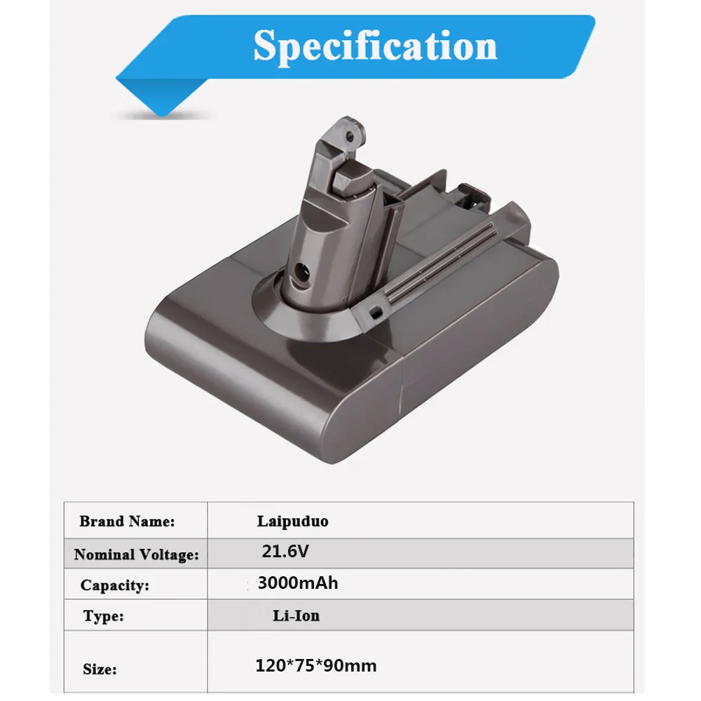 Для Dyson 3000 мА/ч, 21,6 в Li-Ion Батарея Замена Батарея V6 DC61 DC62 DC72 DC58 DC59 DC72 DC74 965874-02 пылесос