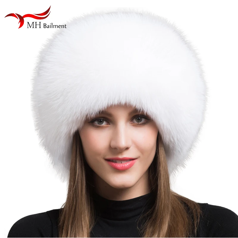 Зимняя теплая шапка женская мода для женщин шапка с зимне наушники шапка Горячая Распродажа натуральный Лисий мех женская шапка густой мех шапка для России