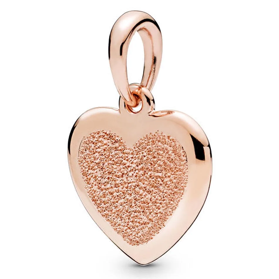 

New 925 Sterling Silver Charm Rose Gold Matte Brilliance Heart Necklace Pendant Beads Fit Pandora Bracelet Bangle Diy Jewelry