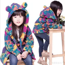 2016 new style baby girl clothing lovely cartoon hooded long sleeve faux fur outerwear for autumn