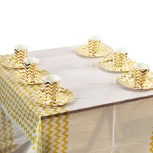 108*180 см Золотой Полосатый Пластиковый Чехол для скатерти, вечерние украшения для детей, украшения для дня рождения, свадебные скатерти