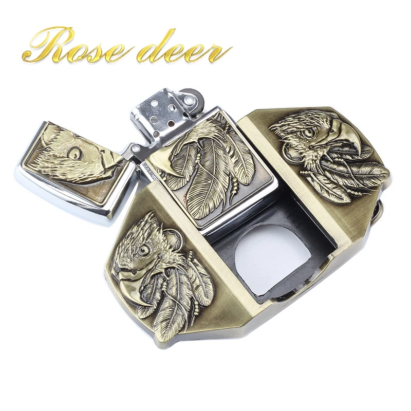 

New style Portable oil lighter Cheaper Emboss Celebrity photograph Belt buckle lighters