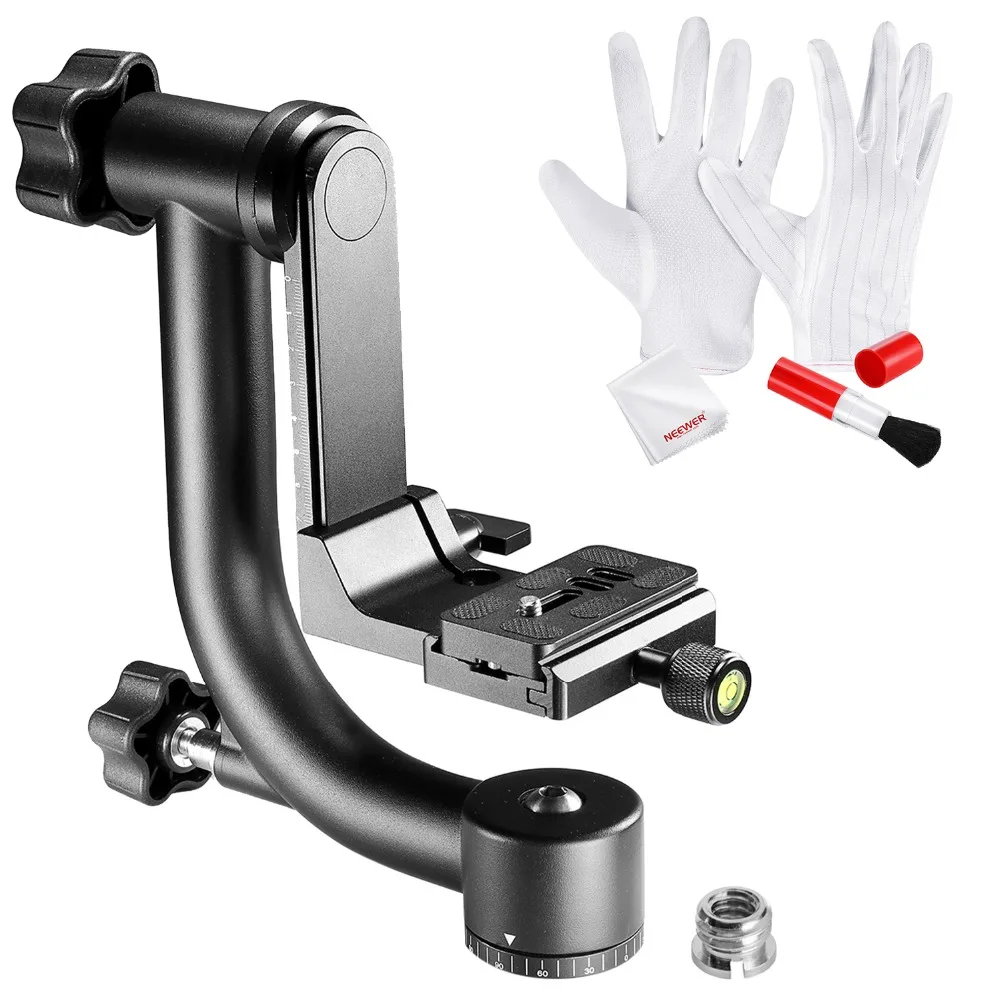 

Neewer Heavy Duty Metal Gimbal Tripod Ball Head 360 degree Panoramic with Arca-Swiss 1/4" Quick Shoe Plate/3-in-1 Cleaning Kit