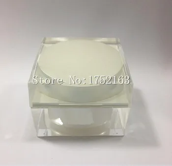 

Wholesale 50G jars pearl white acrylic square shape cream bottle,Cosmetic Jar,cosmetic container,cream jar,Packing bottle