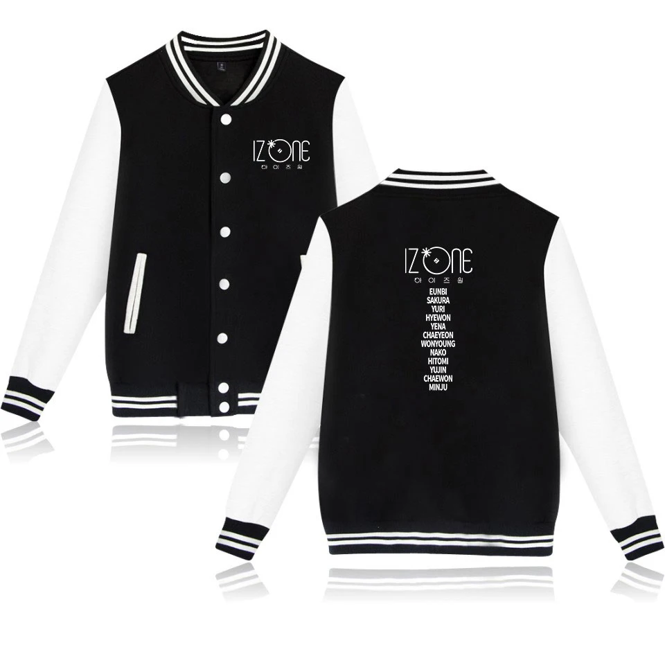 

Izone Baseball Jacket 2019 New Arrival Keep Warm Crew Neck Baseball Uniform Jacket Casual Kpop Fans Spring Autumn Jacket