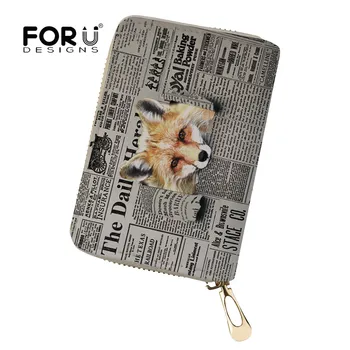 

FORUDESIGN Leather Mini Women Card Holder 55 Newspaper Wolf Pattern Business Credit Porte Carte Case Cover Coin Purse Wallet