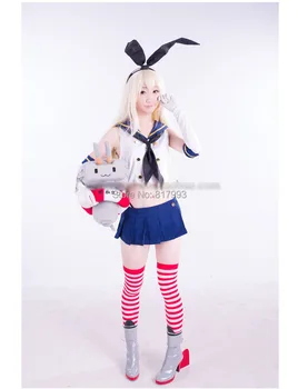 

Kantai Collection Dress anime Shimakaze Cosplay Costume women grils Clothing top+skirt+gloves+headdress+T-back Uniform