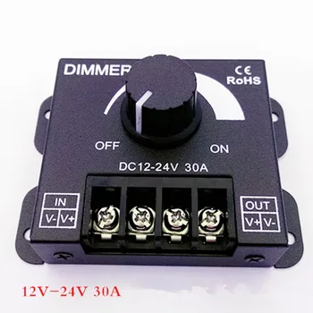 

PWM Dimming Controller for LED Strip Light DC 12V-24V 30A Dimmer Knob ON/OFF Switch with Aluminum Housing Single Channel 5050