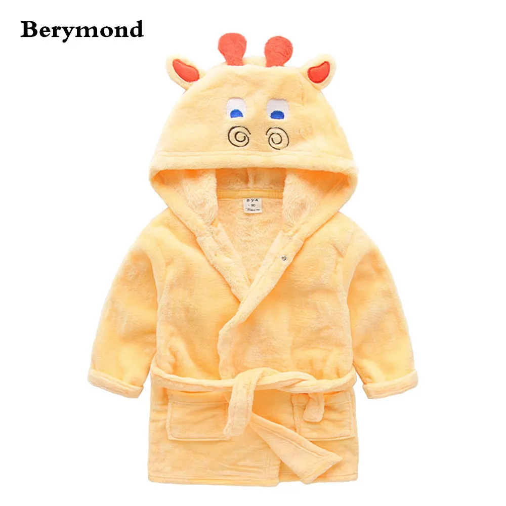 Berymond/ детский Халат фланелевый Халат в форме животных для мальчиков и девочек домашняя пижама одежды для малышей Детская одежда для сна и халаты - Цвет: Yellow Snail