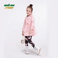 Girls Winter Jacket kid solid long windbreaker lovely pink jacket