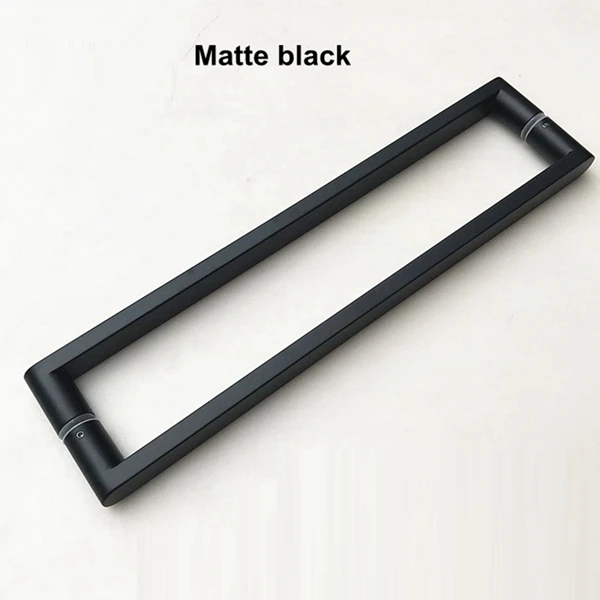 Двойная боковая душевая стеклянная дверная ручка квадратная назад-к-назад 304 нержавеющая сталь ванная раздвижная дверь нажимная дверная ручка - Цвет: Matte black