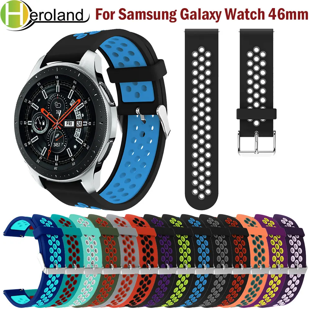 For Samsung Galaxy Watch 46MM smart Watchband Round hole Silicone 22MM Replacement Sport Wrist 2018 Bracelet for samsung gear S3