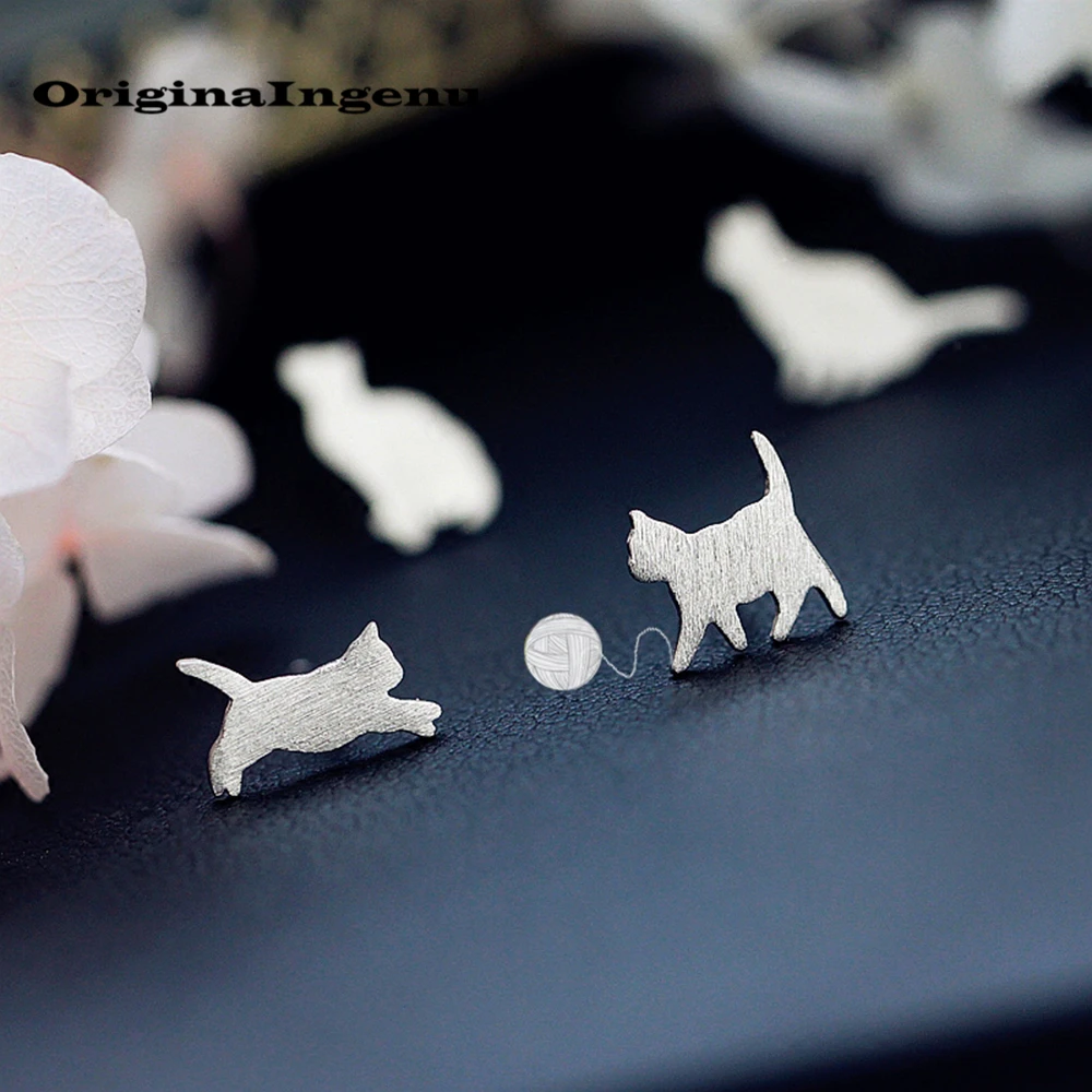 

Jewelry 925 Sterling Silver Earrings Brincos Creative Minimalism Cute Cat as Gift Earrings for Women Oorbellen Pendientes 925