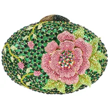 Роскошный Овальный Цветок Кристалл Сумочка с украшениями Fuschia горный хрусталь свадебный клатч невесты кошелек банкетные вечерние сумки Женская Цветочная вечерняя сумка