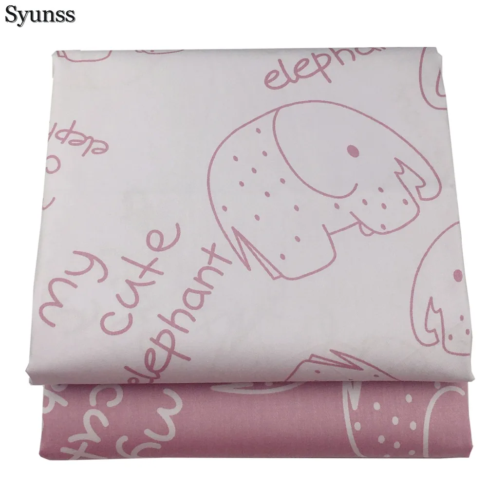 

Syunss Pink Elephant Printed Twill Cotton Fabric DIY Handmade Sewing Patchwork Baby Cloth Bedding Textile Quilting Tilda Tissus