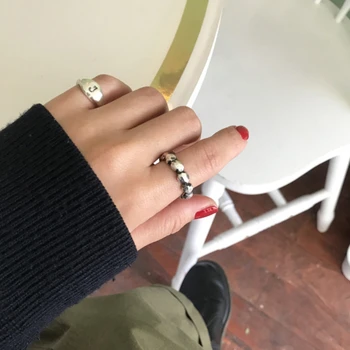 

925 Sterling Silver Jewelry Girls Fashion Gift Retro Rock Pile Casual Rings Daily Jewels Vintage Band Ring Stable Size 6/7/8