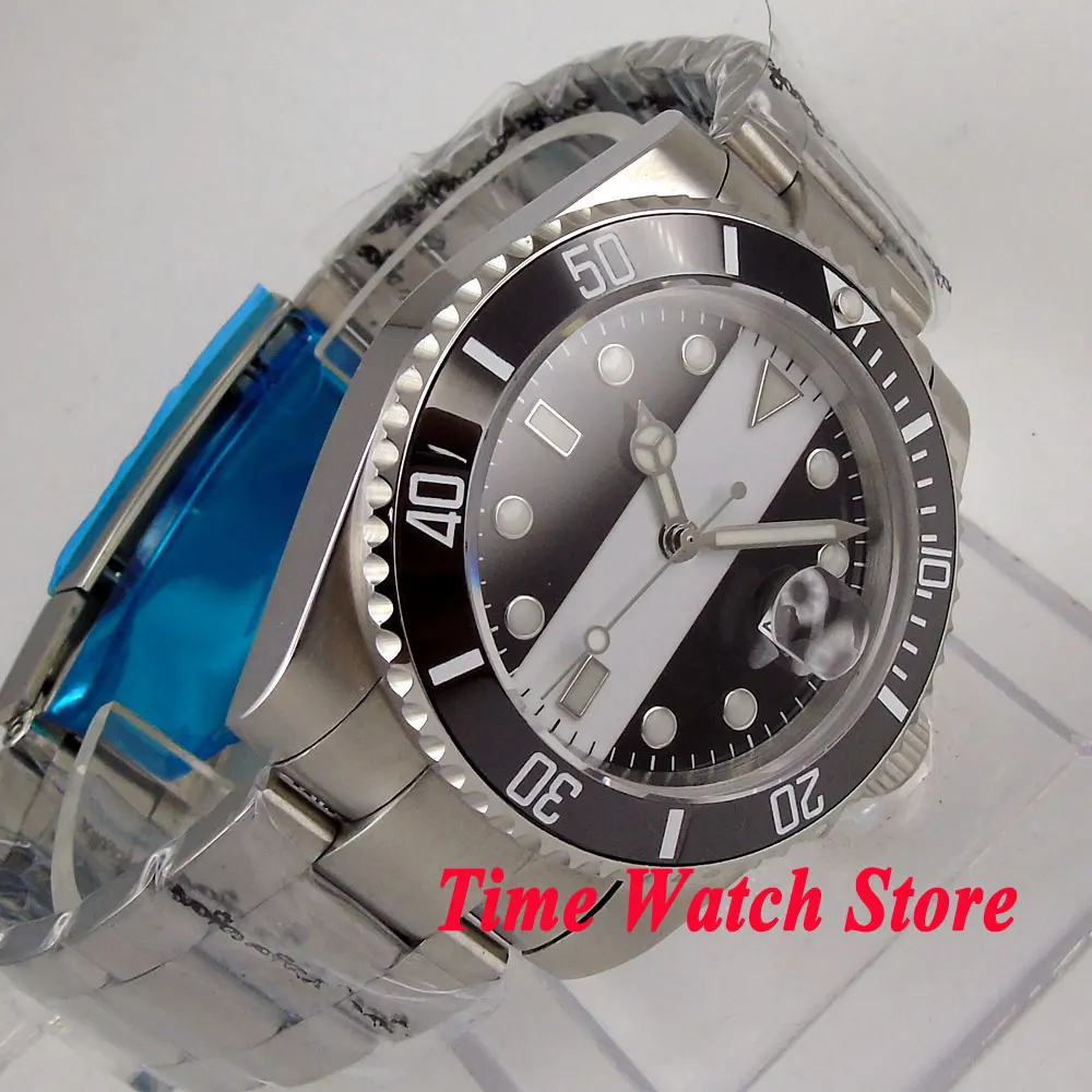 40mm Bliger men's watch sapphire glass black white dial super luminous ceramic bezel Automatic movement wrist watch men 102 40mm Bliger men's watch sapphire glass black white dial super luminous ceramic bezel Automatic movement wrist watch men 102
