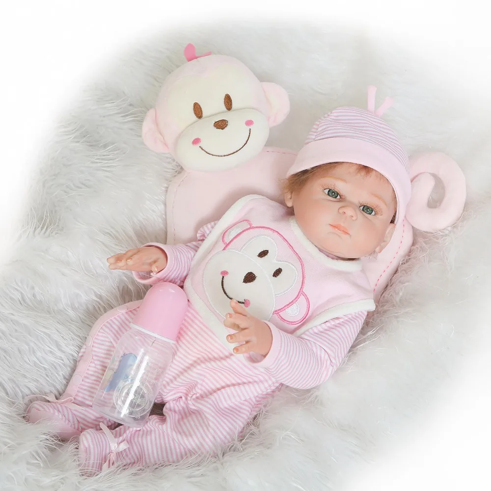 

DollMai reborn dolls full silicone body reborn dolls cartoon monkey pillow 20" boneca reborn silicone completa bebe realista