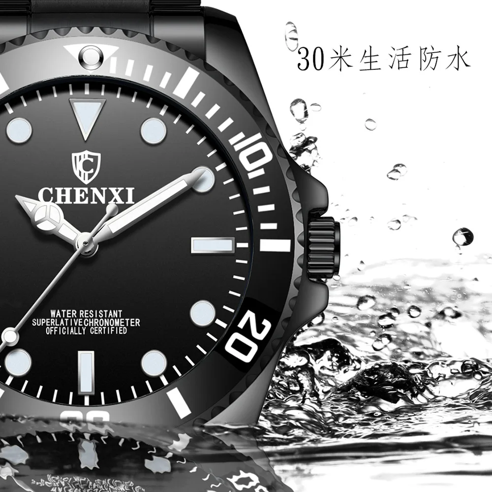 

Water Ghost Watch New Type Watch IP Vacuum Electroplating Waterproof Watch Factory Direct Batch 085 All Black Steel Strip