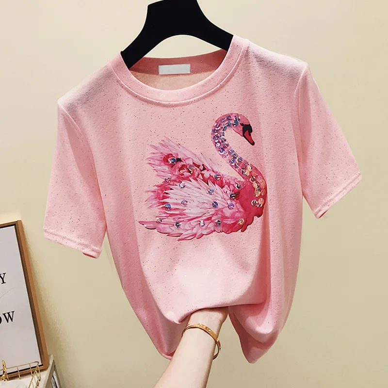 

Shintimes Camiseta Mujer 2019 Plus Size White Shirt Women Summer Pink Tops Harajuku T-shirt Women Black T Shirt Tee Shirt Femme