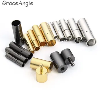 

5pcs Jewelry Connector Bracelet 2/2.5/3/4/5/6mm Black Gold Beaded Clasp Tube Sliders Leather Cord Bracelet ConnectorsColor
