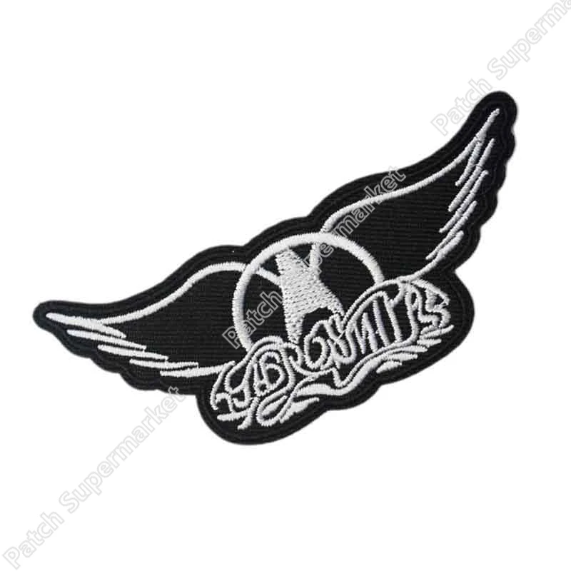 Черно-белая музыкальная лента AEROSMITH WIngs с логотипом термоклейкая нашивка для