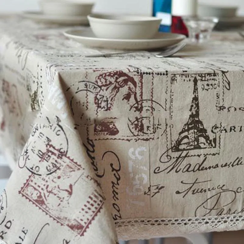 

Lace Cotton Linen Printing Tblecloth Rectangular Plain High Quanlity Transmission Tower Home Table Cloth les nappes de table