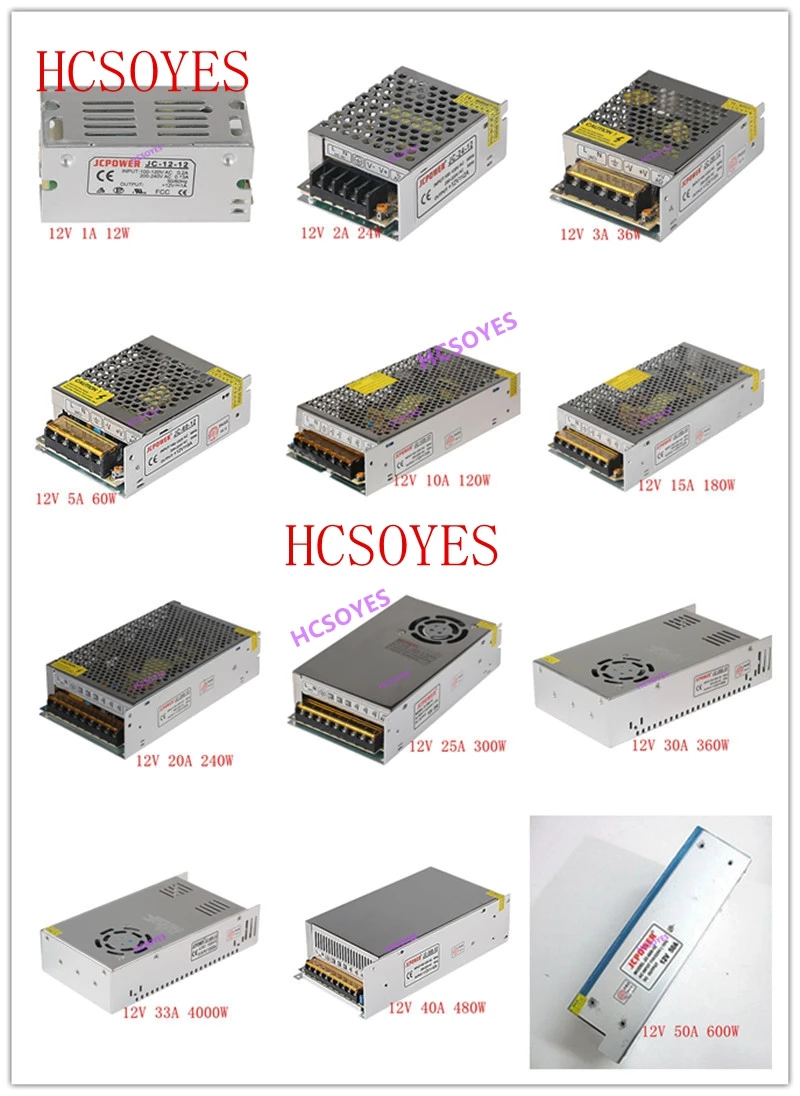 DC 12 В 1A/2A/3A/5A/6A/8A/10A/12A/15A/20A/25A/30A/40A/50A/60A светодиодные трансформаторы питания Для WS2812B WS2801 Светодиодные полосы модуль