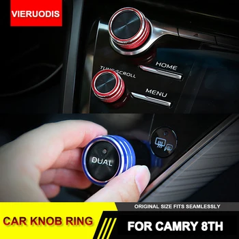 

5pcs/set Car AC Knob Cover Ring Navigation Sound Air Conditioning Switch Buttons Ring Cover for Toyota Camry 8th Car styling