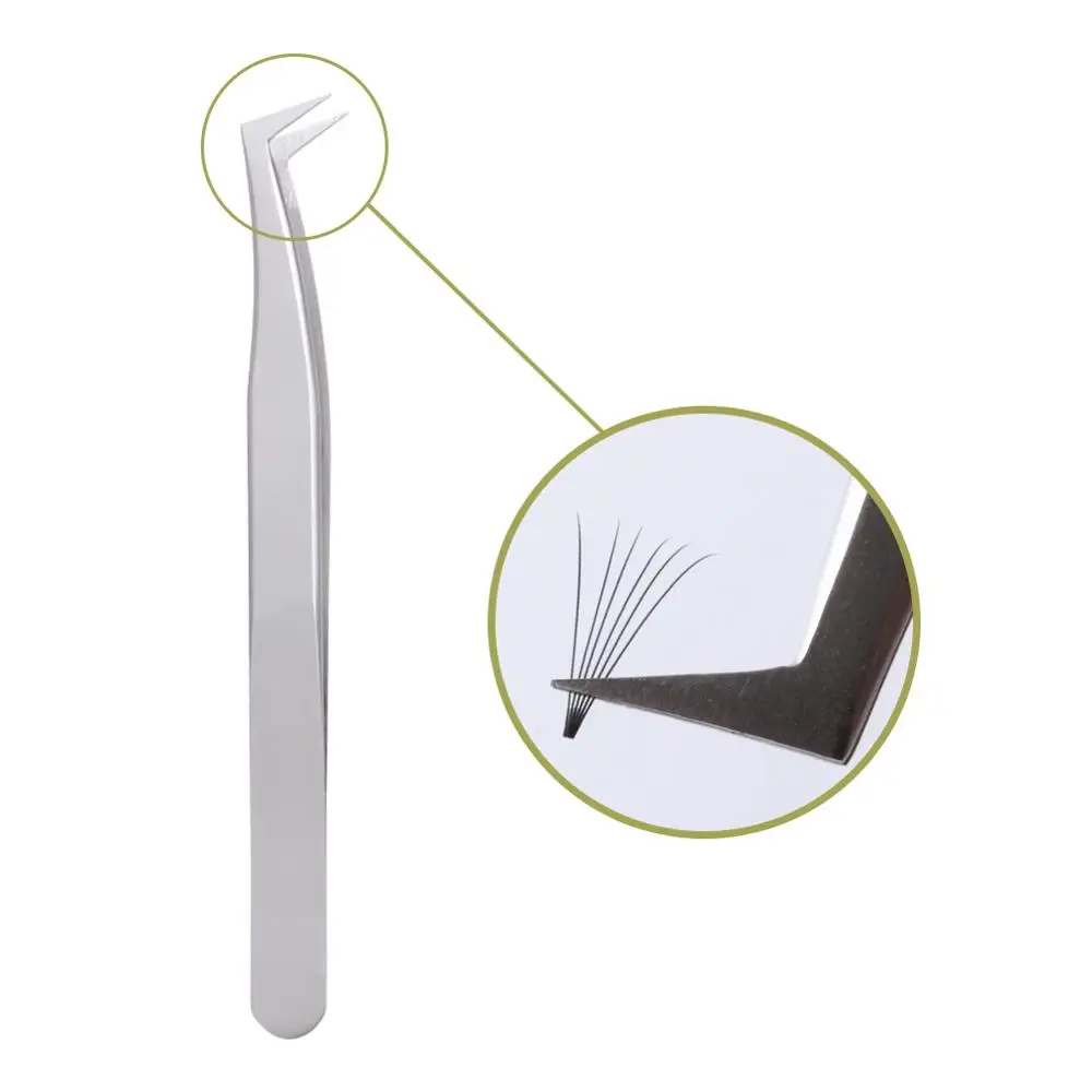 Volume Lash Tweezer Easy Fanning Lashes Tweezers for Extension Builing Tools with PU Brown Leather Packing 6