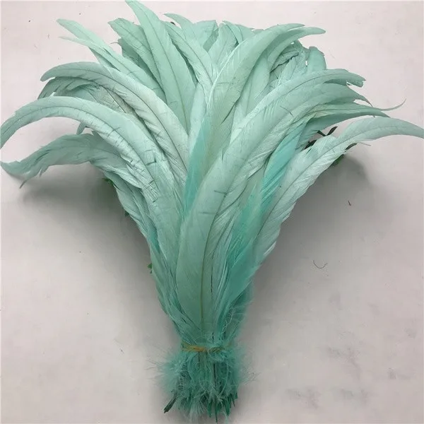 100 шт 25-30 см натуральный петух хвост перья для украшения перо для рукоделия Christma Diy перо фазана - Цвет: Mint green