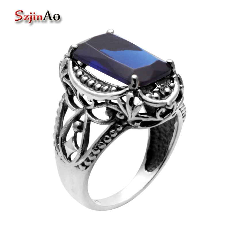 

Szjinao Fashion Women Vintage Jewelry Blue Sapphire 3.2ct Vintage Party Engagement Wedding Rings for Women Wholesale