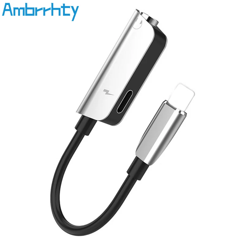 Goedkoop Voor bliksem naar 3.5mm splitter jack adaptador Voor iphone 7 8 Plus X jack adapter aux audio oortelefoon oplader Voor iphone splitter