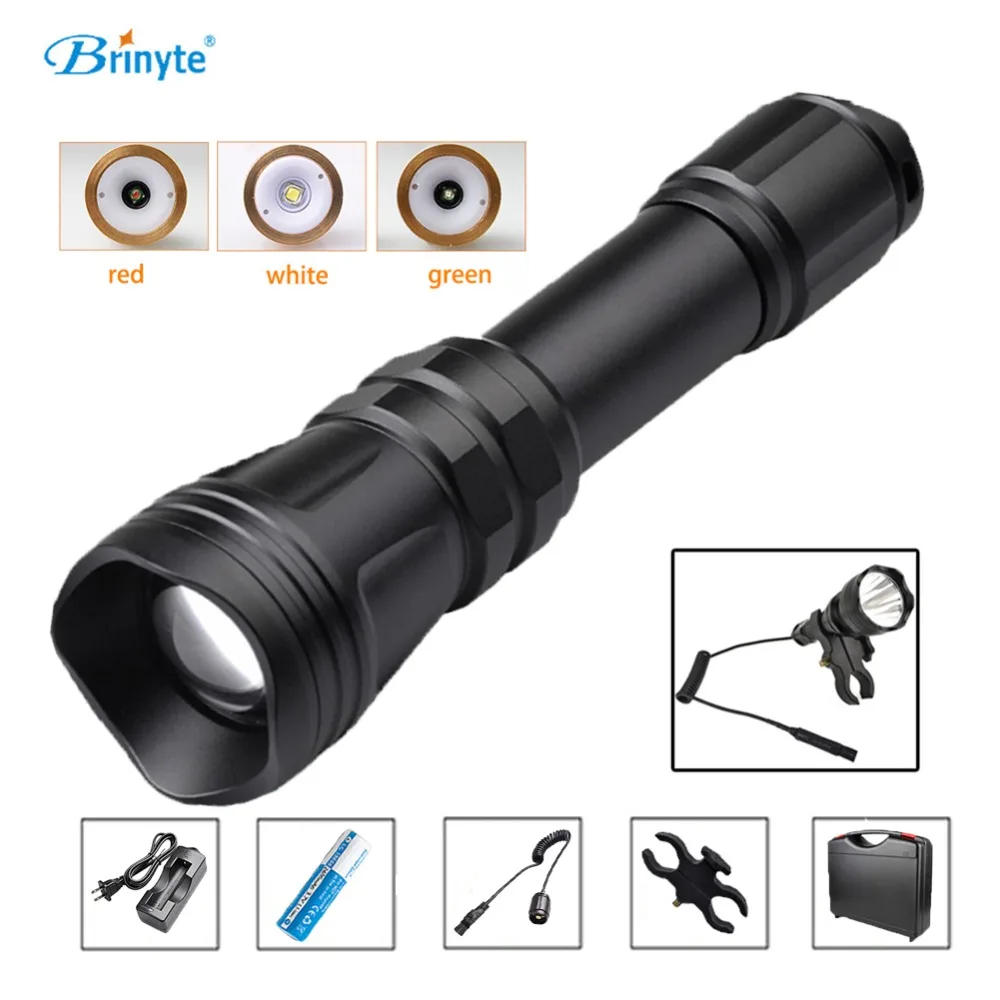 

Asafee B168 Waterproof Zoom-able XM-L2 U4 LED Hunting Flashlight Torch with Gun Mount Remote Switch Rechargeable 18650 Battery
