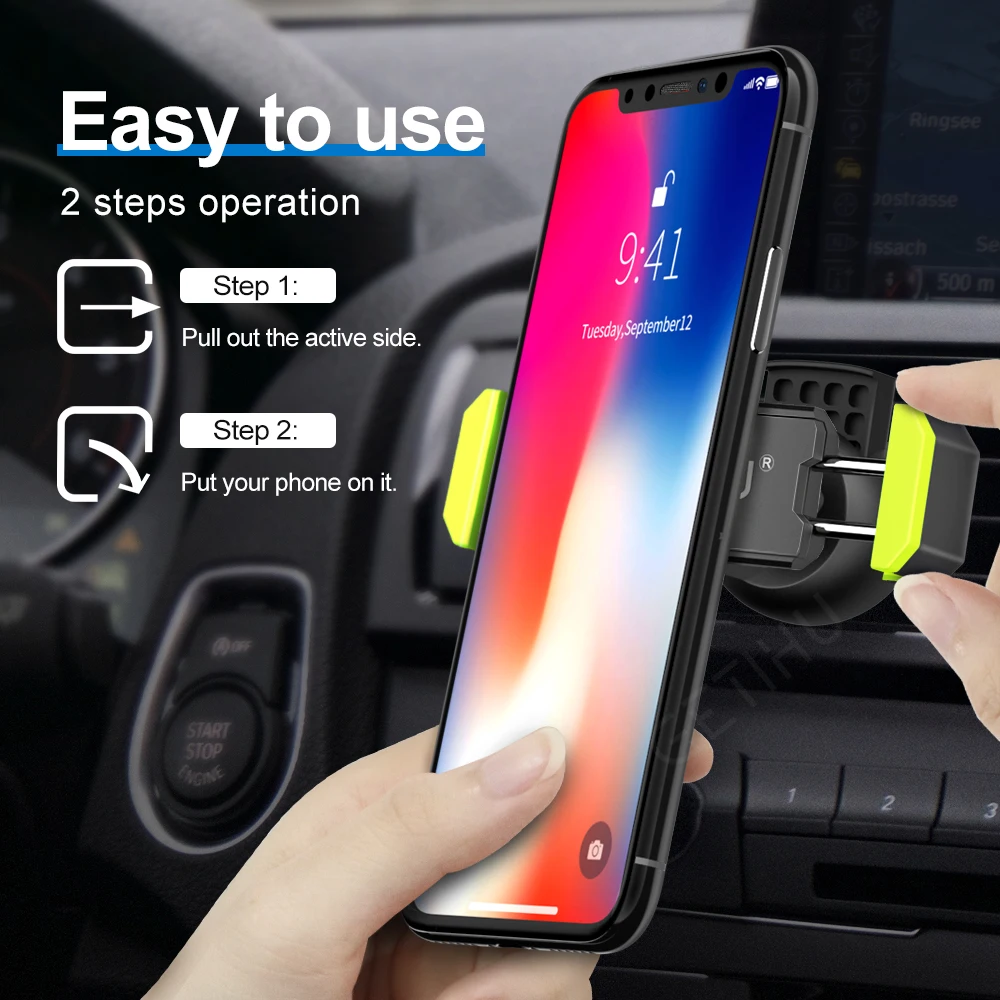Универсальный автомобильный держатель для телефона GETIHU для iPhone XS MAX samsung 360, крепление на вентиляционное отверстие, без магнитной подставки для мобильного телефона, gps, подставка в автомобиле