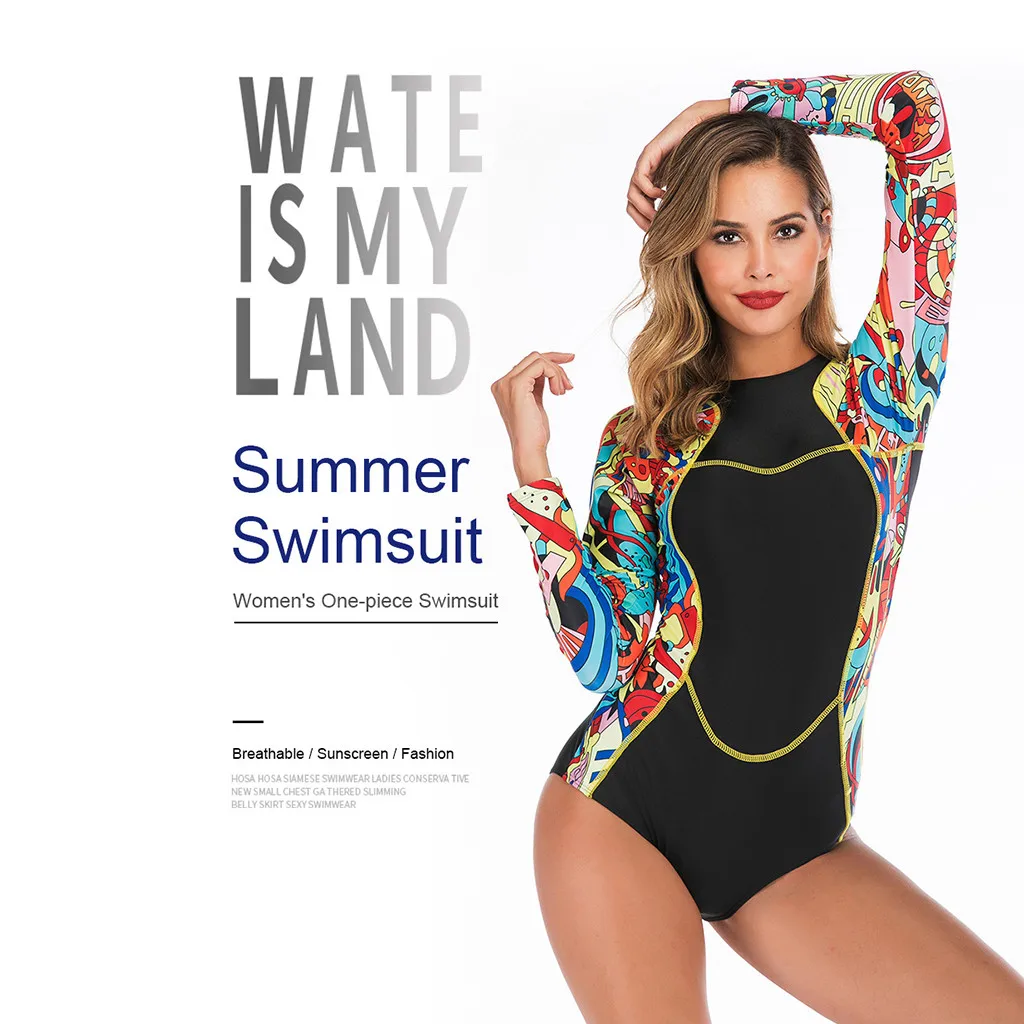 

Women Long Sleeve Swimsuit Sports Swiming Suit Women Swimwear Rashguard Diving Suit Piece Water Surf Swim Sexy Surf Swimsuit