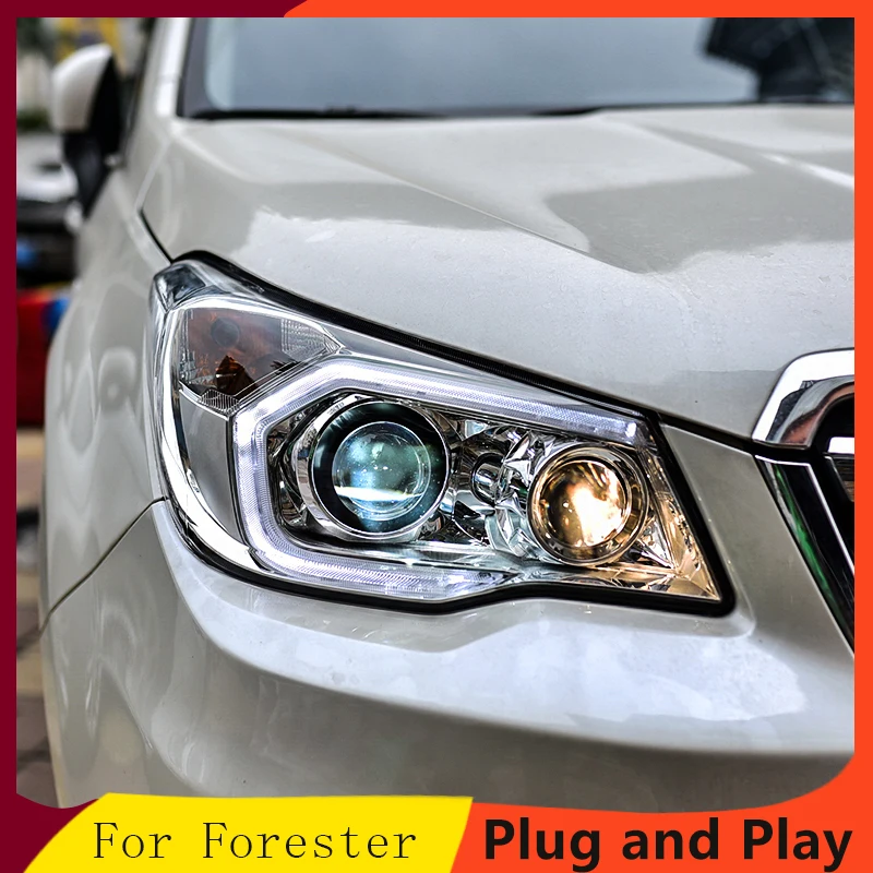 

KOWELL Car Styling For Subaru Forester Headlights 2013-2016 LED Headlight DRL H7 D2H Hid Option Angel Eye Bi Xenon